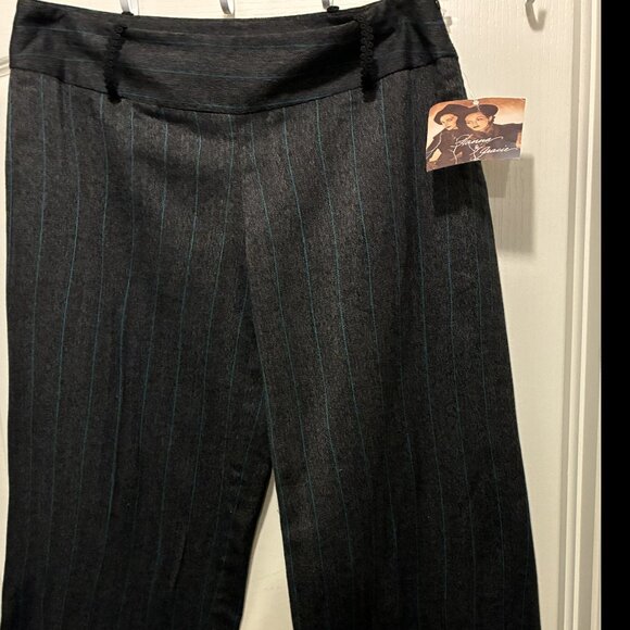Hanna & Gracie Size 8 Teal/Black Stripe Pants - Picture 2 of 16